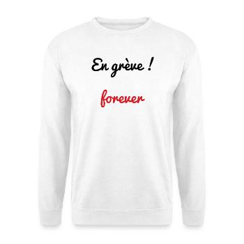 STREIK. DEMONSTRATION. ARBEIT. HUMOR. LUSTIG. - Unisex Pullover - Weiß - Vorne - Alina (178cm) & Michal (187cm)