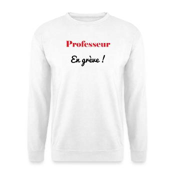 PROFESSOR. STREIK. DEMONSTRATION. ARBEIT. HUMOR. - Unisex Pullover - Weiß - Vorne - Alina (178cm) & Michal (187cm)