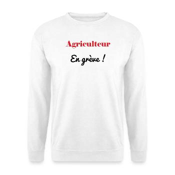 BAUER. STREIK. DEMONSTRATION. ARBEIT. HUMOR - Unisex Pullover - Weiß - Vorne - Alina (178cm) & Michal (187cm)