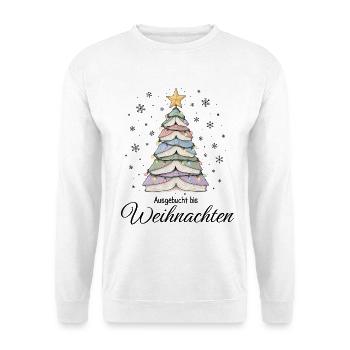 Bücher Weihnachtsbaum Ausgebucht bis Weihnachten - Unisex Pullover - Weiß - Vorne - Alina (178cm) & Michal (187cm)