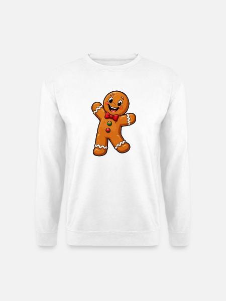 Lebkuchenmännchen mit roter Schleife - Unisex Pullover - Weiß