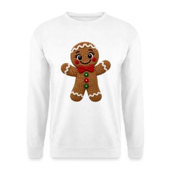 Lebkuchen Weihnachten Häkeloptik süßes Plätzchen - Unisex Pullover - Weiß - Vorne - Alina (178cm) & Michal (187cm)