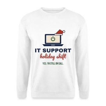 IT Support Holiday Shift – Admin an Weihnachten - Unisex Pullover - Weiß - Vorne - Alina (178cm) & Michal (187cm)