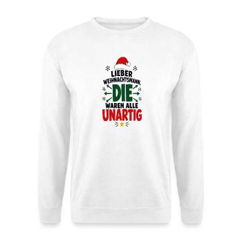 Lieber Weihnachtsmann – Festtage Humor - Unisex Pullover - Weiß - Vorne - Alina (178cm) & Michal (187cm)