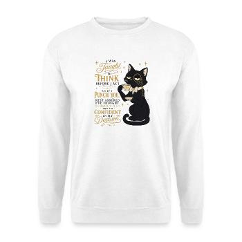  Think Before I Act Punch You Sarkasmus Humor - Unisex Pullover - Weiß - Vorne - Alina (178cm) & Michal (187cm)