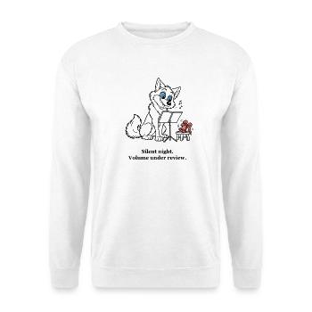 Christmas Wolf probt ein sehr lautes Lied. - Unisex Pullover - Weiß - Vorne - Alina (178cm) & Michal (187cm)