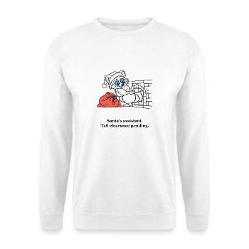 Santa Raccoon überprüft die Schornsteinfreigabe - Unisex Pullover - Weiß - Vorne - Alina (178cm) & Michal (187cm)