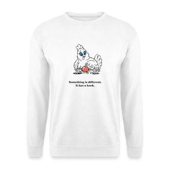 Weihnachtshüne findet einen Anhänger in ihrem Nest - Unisex Pullover - Weiß - Vorne - Alina (178cm) & Michal (187cm)