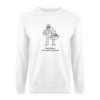 Christmas Eagle schickt Santa eine sehr lange Liste - Unisex Pullover - Weiß - Vorne - Alina (178cm) & Michal (187cm)
