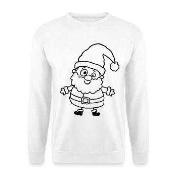 Verspielter Santa im Kinder-Kritzelstil - Unisex Pullover - Weiß - Vorne - Alina (178cm) & Michal (187cm)
