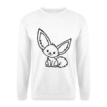 Niedlicher Fennek im Kinder-Kritzelstil - Unisex Pullover - Weiß - Vorne - Alina (178cm) & Michal (187cm)