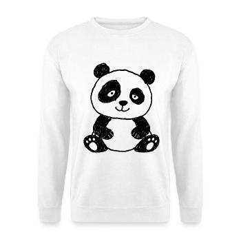 Niedlicher Panda im Kinder-Kritzelstil - Unisex Pullover - Weiß - Vorne - Alina (178cm) & Michal (187cm)