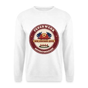 Feuerwehr – Wir löschen auch Adventskränze - Unisex Pullover - Weiß - Vorne - Alina (178cm) & Michal (187cm)
