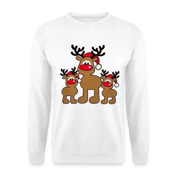 Weihnachtselche – Süße Elchfamilie  - Unisex Pullover - Weiß - Vorne - Alina (178cm) & Michal (187cm)