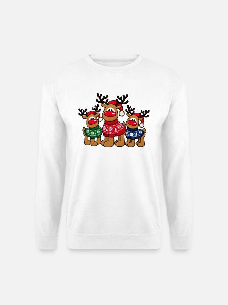 Weihnachts-Elche – Christmas Crew - Unisex Pullover - Weiß
