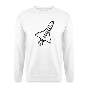 Raumfähre handgezeichnet - Unisex Pullover - Weiß - Vorne - Alina (178cm) & Michal (187cm)