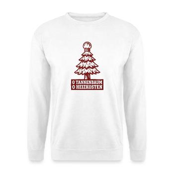 O Tannenbaum Heizkosten Shirt Winter Satire - Unisex Pullover - Weiß - Vorne - Alina (178cm) & Michal (187cm)