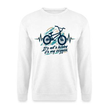 BMX Herzschlag EKG: It's Not a Hobby, It's Oxygen - Unisex Pullover - Weiß - Vorne - Alina (178cm) & Michal (187cm)