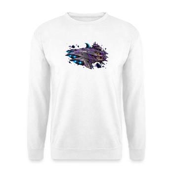 MELVIG – Sternenkreuzer im Weltall - Unisex Pullover - Weiß - Vorne - Alina (178cm) & Michal (187cm)