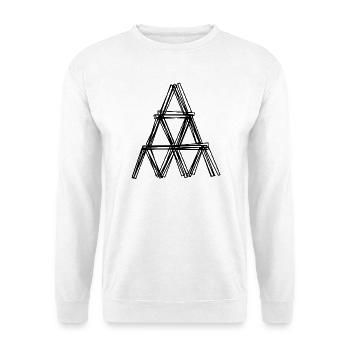 Kartenhaus handgezeichnet - Unisex Pullover - Weiß - Vorne - Alina (178cm) & Michal (187cm)