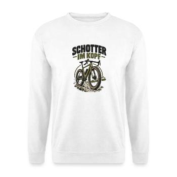 Schotter im Kopf – Gravel Bike - Unisex Pullover - Weiß - Vorne - Alina (178cm) & Michal (187cm)