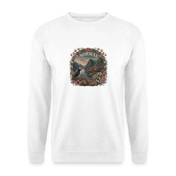 Norway – Norwegen Lofoten Fjorde Skandinavien Art - Unisex Pullover - Weiß - Vorne - Alina (178cm) & Michal (187cm)