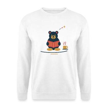 Bär liest Wintergeschichten – gemütlicher Advent - Unisex Pullover - Weiß - Vorne - Alina (178cm) & Michal (187cm)
