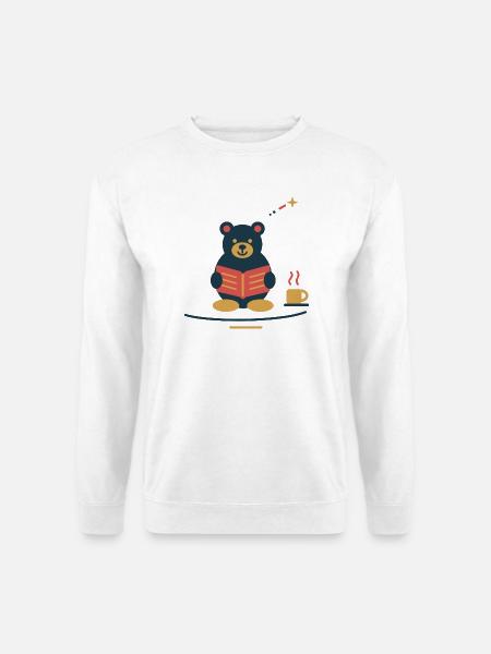 Bär liest Wintergeschichten – gemütlicher Advent - Unisex Pullover - Weiß