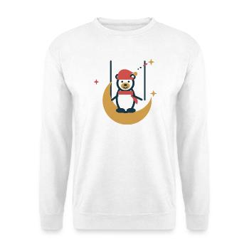 Eisbär auf der Mondschaukel – Wintertraum - Unisex Pullover - Weiß - Vorne - Alina (178cm) & Michal (187cm)