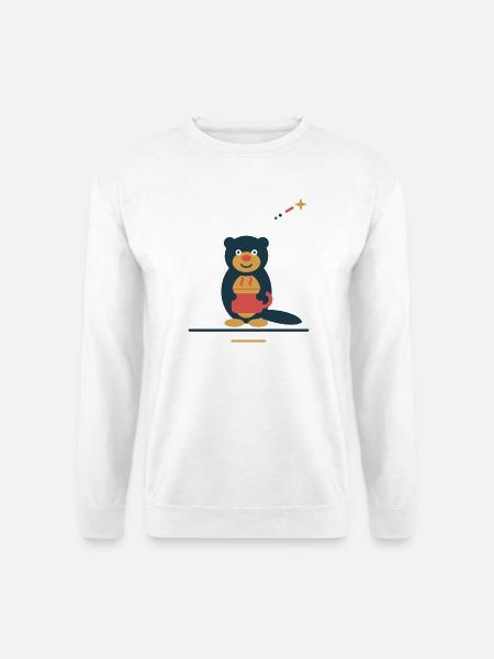 Otter mit Kaffeetasse – kleine Kaffeeauszeit - Unisex Pullover - Weiß