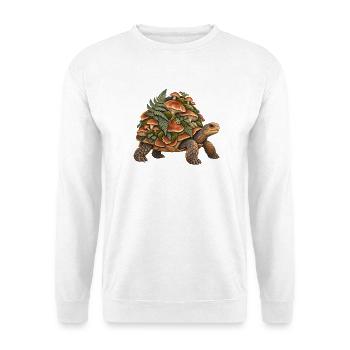 Unterwuchsschildkröte mit Pilzen - Unisex Pullover - Weiß - Vorne - Alina (178cm) & Michal (187cm)