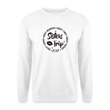 Sisters Trip 2027 Great Memories - Unisex Pullover - Weiß - Vorne - Alina (178cm) & Michal (187cm)