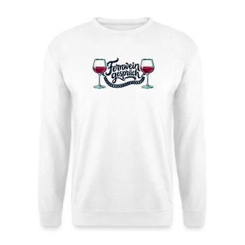Fernweingespräch – Wein und Freundschaft - Unisex Pullover - Weiß - Vorne - Alina (178cm) & Michal (187cm)