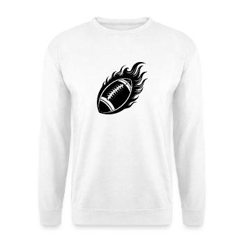 Flammender Fußball - Unisex Pullover - Weiß - Vorne - Alina (178cm) & Michal (187cm)