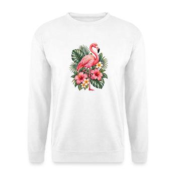 Niedlicher Flamingo Süße Flamingos - Unisex Pullover - Weiß - Vorne - Alina (178cm) & Michal (187cm)