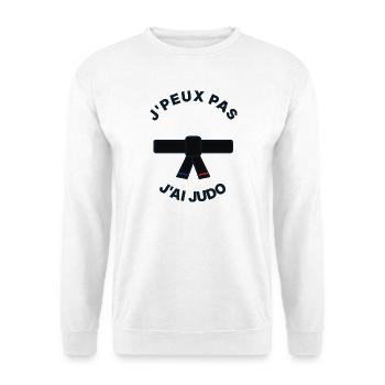 I Can't I Judo - Judoka Humor-Geschenk - Unisex Pullover - Weiß - Vorne - Alina (178cm) & Michal (187cm)