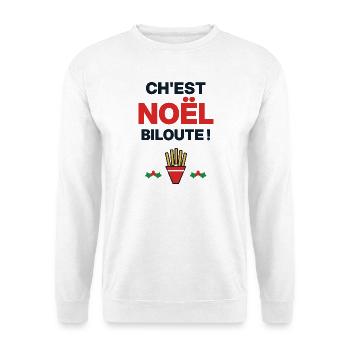 Ch'est Noël biloute – Humor ch'ti Nord - Unisex Pullover - Weiß - Vorne - Alina (178cm) & Michal (187cm)