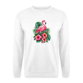 Niedlicher Flamingo Süße Flamingos - Unisex Pullover - Weiß - Vorne - Alina (178cm) & Michal (187cm)