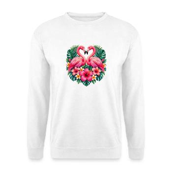 Niedlicher Flamingo Süße Flamingos - Unisex Pullover - Weiß - Vorne - Alina (178cm) & Michal (187cm)