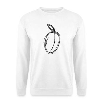 Zwetschge handgezeichnet - Unisex Pullover - Weiß - Vorne - Alina (178cm) & Michal (187cm)