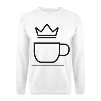 Kaffeetasse mit Krone – Minimalistisches Design - Unisex Pullover - Weiß - Vorne - Alina (178cm) & Michal (187cm)