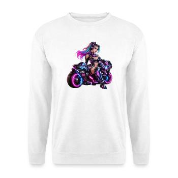 Cyber-Neon-Moto-Königin - Unisex Pullover - Weiß - Vorne - Alina (178cm) & Michal (187cm)