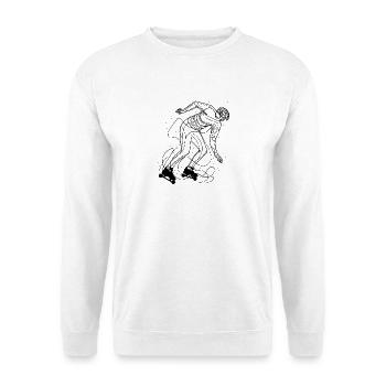 Rollschuhläufer Zeichnung - Unisex Pullover - Weiß - Vorne - Alina (178cm) & Michal (187cm)