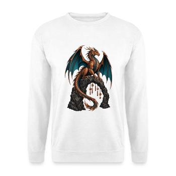 Kupferdrache am Basaltbogen - Unisex Pullover - Weiß - Vorne - Alina (178cm) & Michal (187cm)