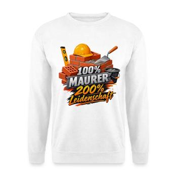 Maurerherz: 100% Maurer, 200% Leidenschaft - Unisex Pullover - Weiß - Vorne - Alina (178cm) & Michal (187cm)