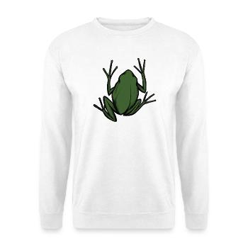 Smaragdfrosch-Silhouette auf Schwarz - Unisex Pullover - Weiß - Vorne - Alina (178cm) & Michal (187cm)