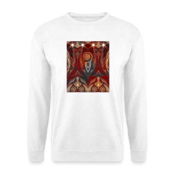 Weihnachtspiralmuster mit Raben Silhouette  - Unisex Pullover - Weiß - Vorne - Alina (178cm) & Michal (187cm)