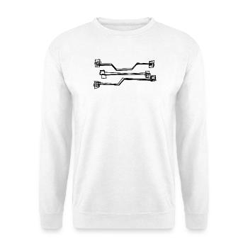 Leiterbahnen handgezeichnet - Unisex Pullover - Weiß - Vorne - Alina (178cm) & Michal (187cm)