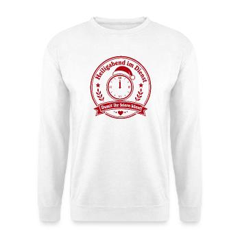 Heiligabend im Dienst Schichtarbeit an Weihnachten - Unisex Pullover - Weiß - Vorne - Alina (178cm) & Michal (187cm)
