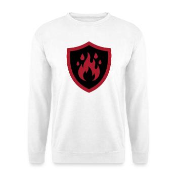 Feuer Flamme Schild Wappen - Unisex Pullover - Weiß - Vorne - Alina (178cm) & Michal (187cm)